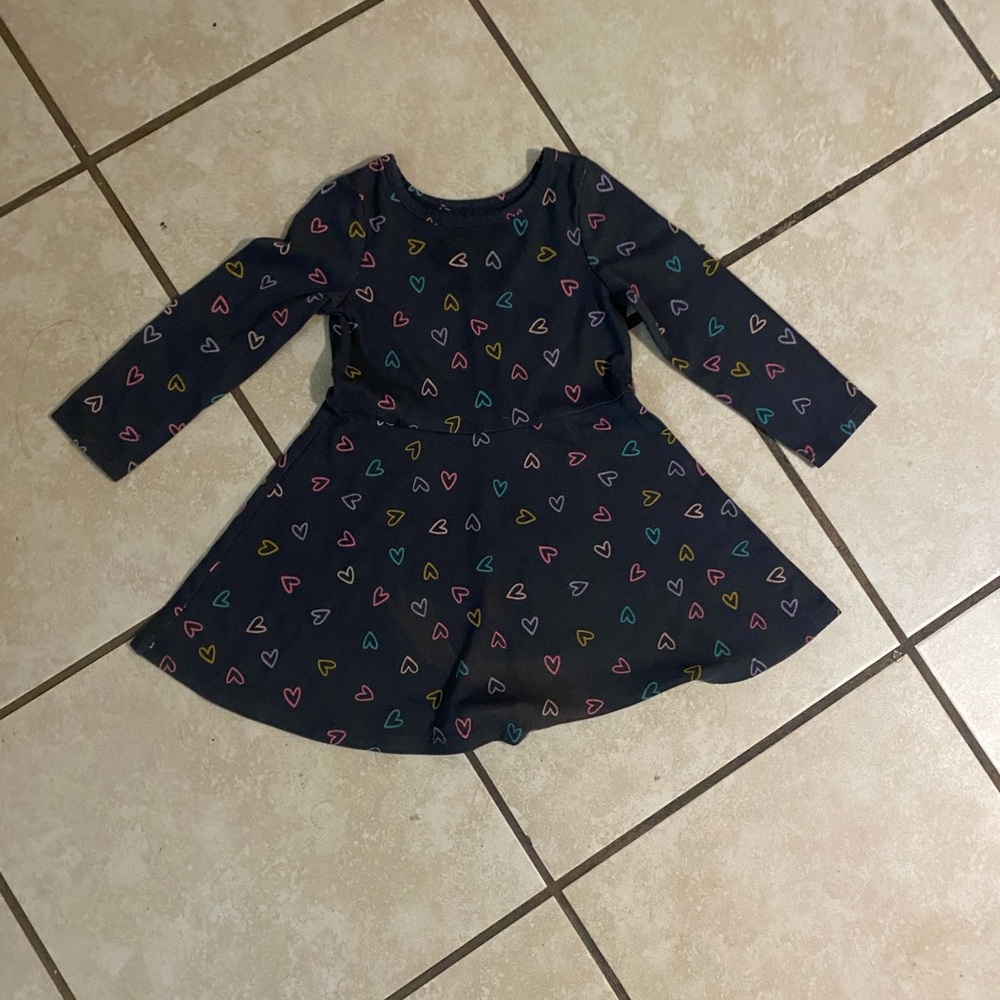 Cat & Jack Navy Dress with Colorful Hearts
